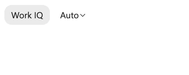 The Work IQ button and the Auto model picker in Copilot Chat.